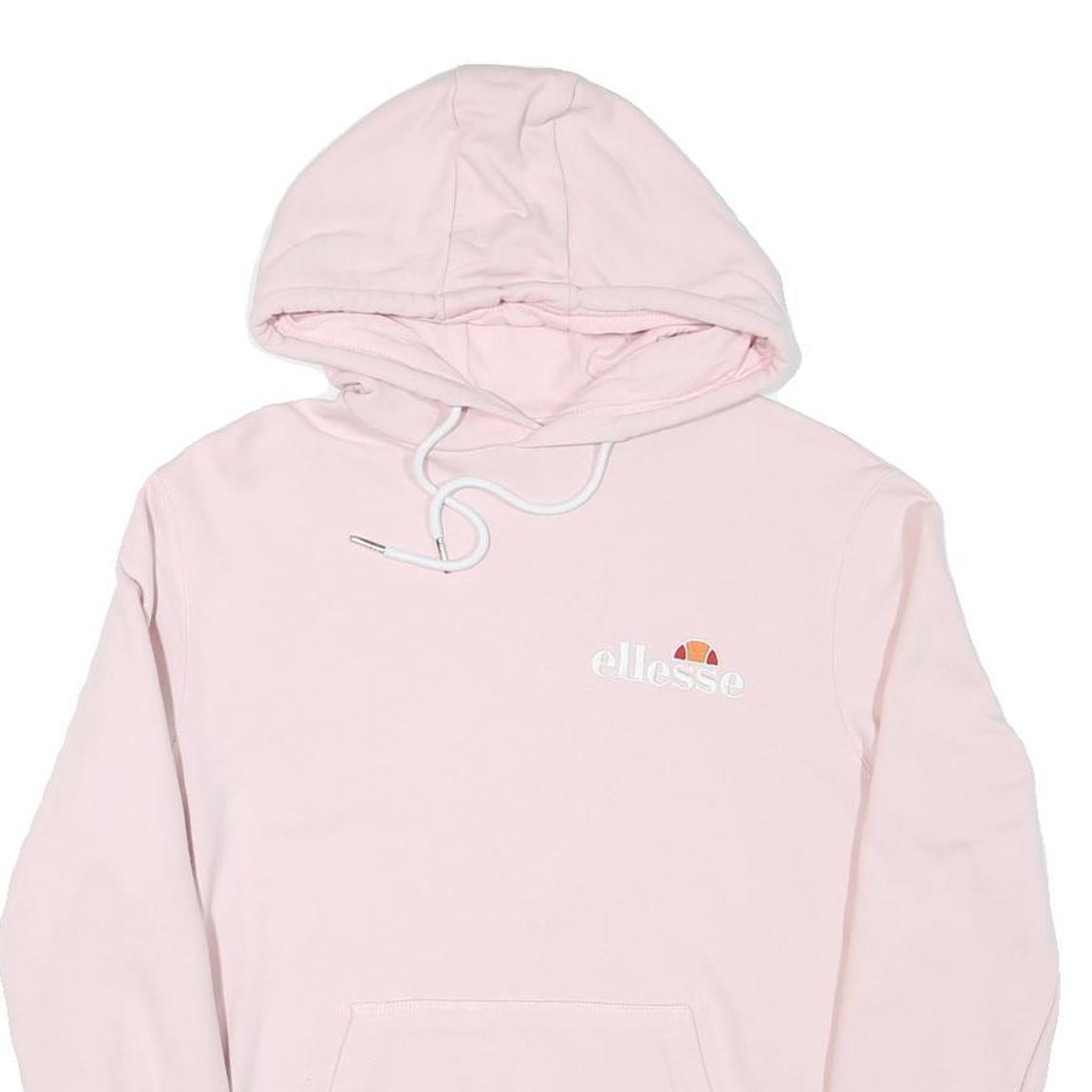ELLESSE Womens Pink Hoodie UK 10 Cotton Blend Pullover Casual Sportswear