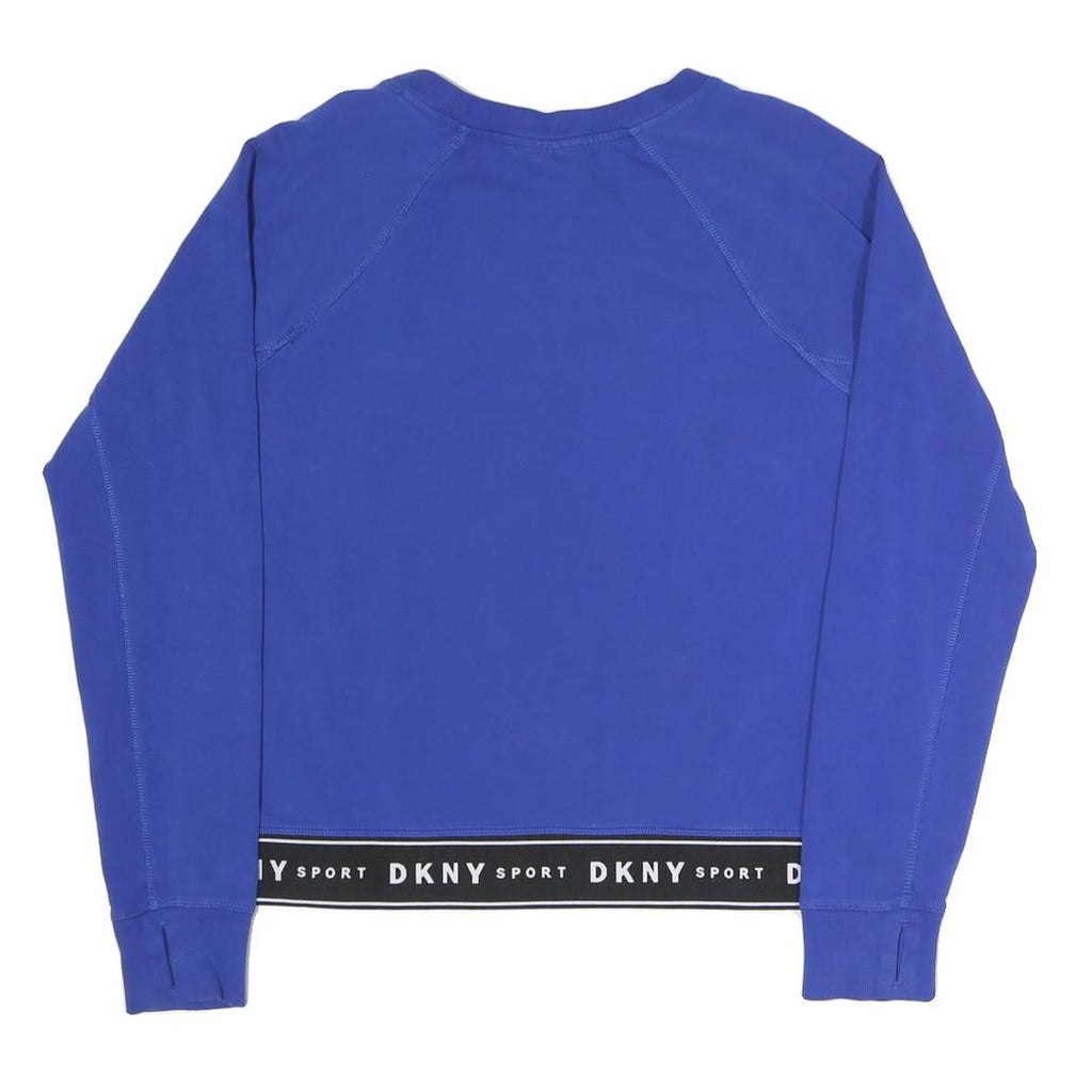 DKNY Womens Blue Crew Neck S Sport Logo Band Sweatshirt Cotton Blend