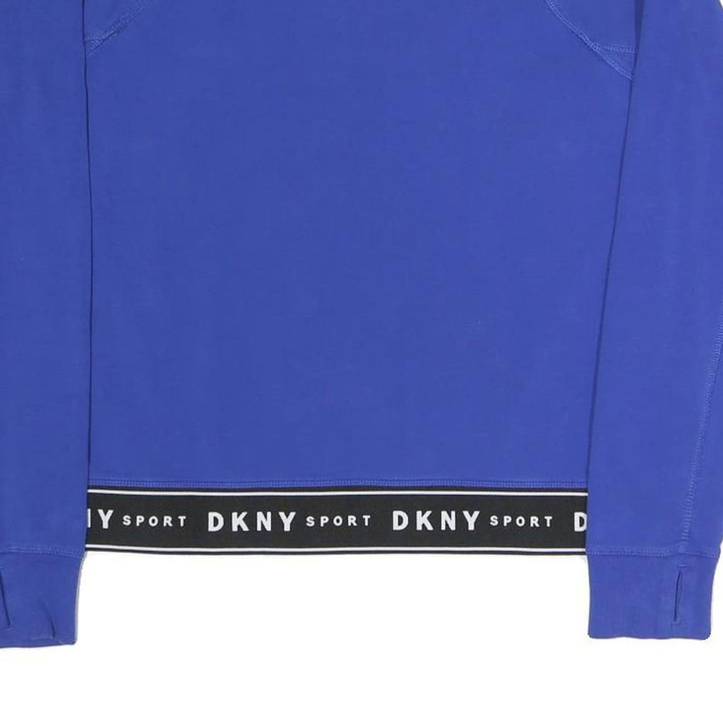 DKNY Womens Blue Crew Neck S Sport Logo Band Sweatshirt Cotton Blend