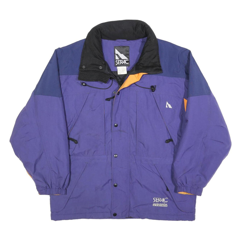 SERAC Mens Purple & Navy Blue Outdoor Jacket S Polyester Blend Zip Coat
