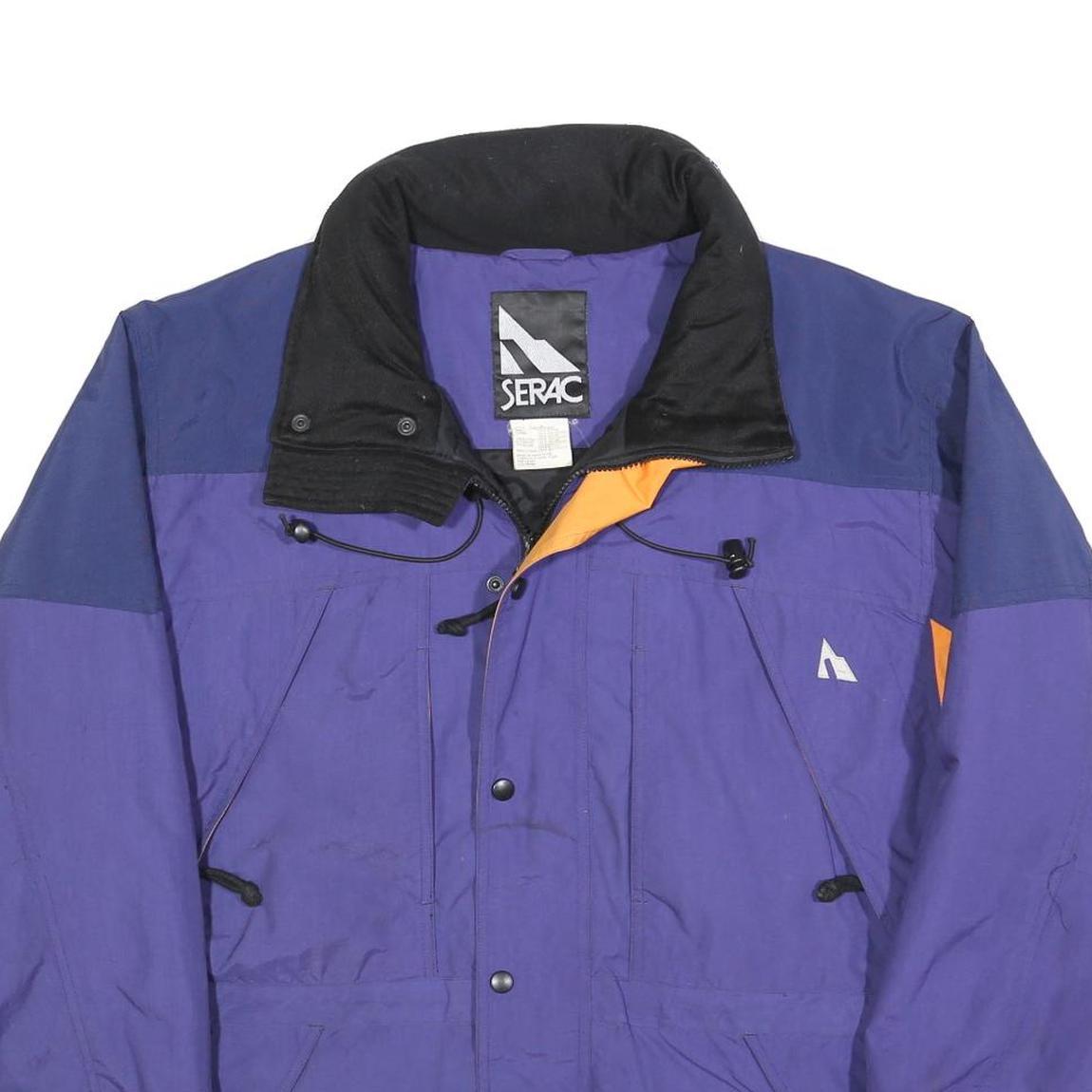 SERAC Mens Purple & Navy Blue Outdoor Jacket S Polyester Blend Zip Coat