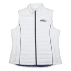NFL Womens White & Navy Seahawks Quilted Jacket 2XL Polyester Zip Sleeveless