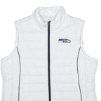 NFL Womens White & Navy Seahawks Quilted Jacket 2XL Polyester Zip Sleeveless