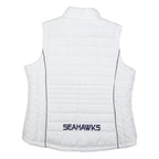 NFL Womens White & Navy Seahawks Quilted Jacket 2XL Polyester Zip Sleeveless