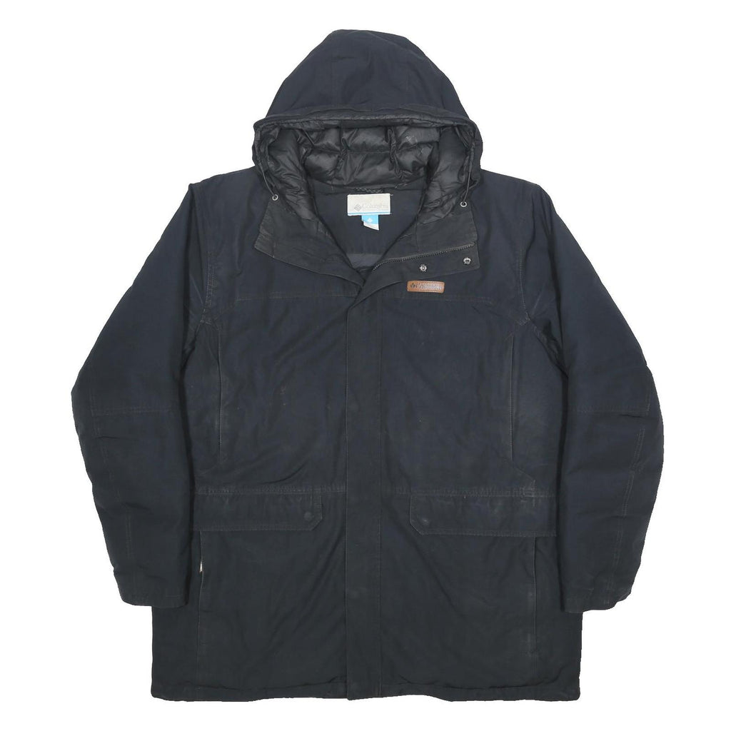 COLUMBIA Mens Black Outdoor Jacket 2XL Polyester Blend Zip Hooded