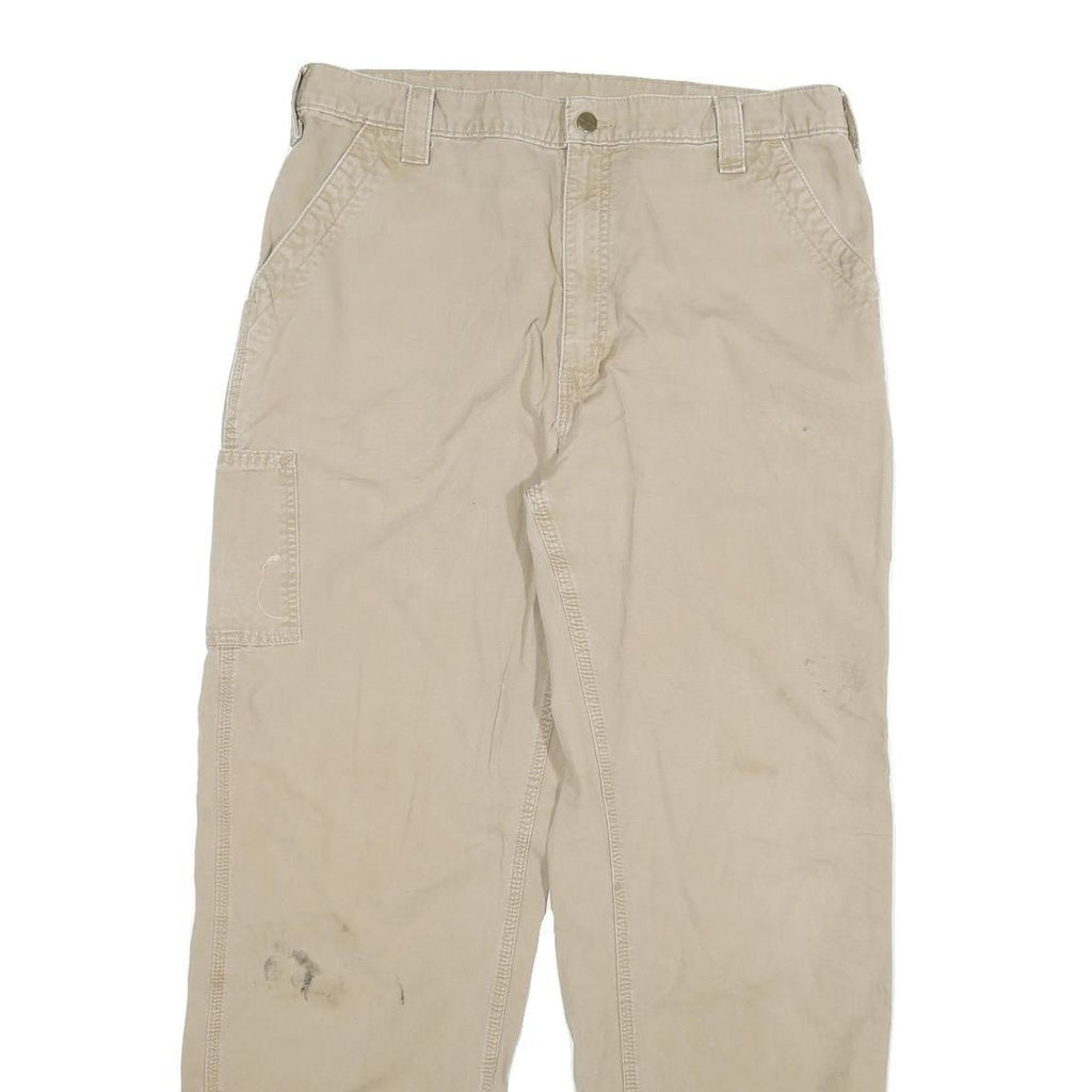 CARHARTT Mens Loose Beige Cotton Blend Workwear Trousers W38 L34 Utility Pocket