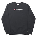 CHAMPION Boys Black Crew Neck XL Cotton Sweatshirt Logo Print Pullover