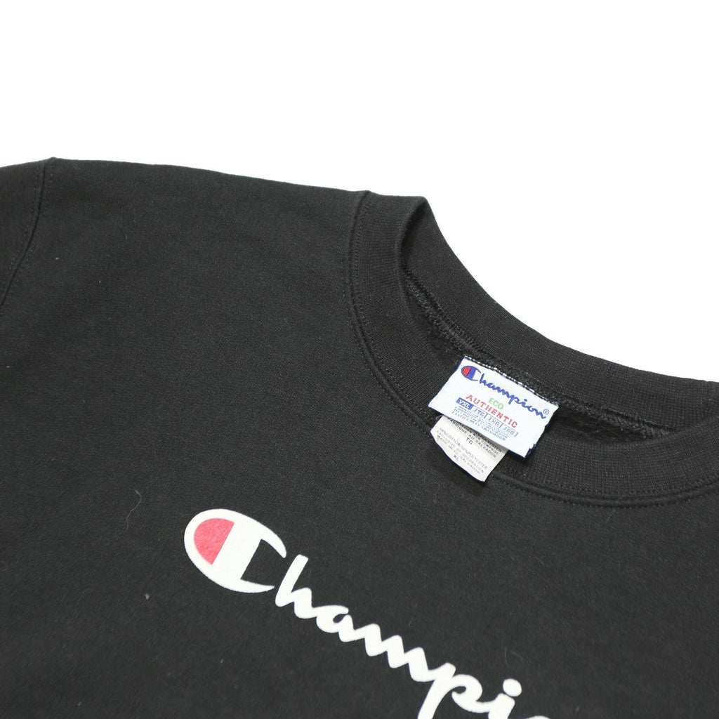 CHAMPION Boys Black Crew Neck XL Cotton Sweatshirt Logo Print Pullover