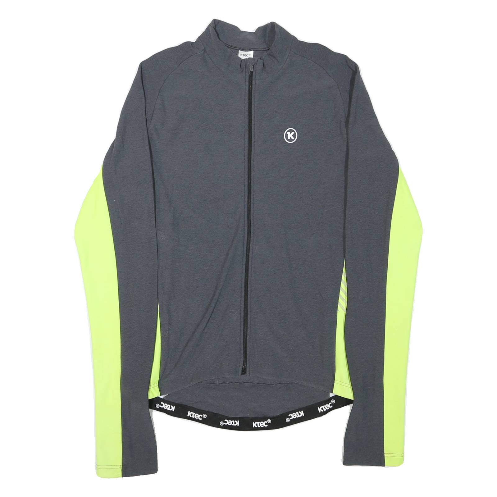 Mens Grey & Yellow Performance Jacket M Polyester Blend Zip Activewear Ktec