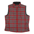 CHAPS Womens Red & Green Tartan Quilted Jacket XL Polyester Zip Classic