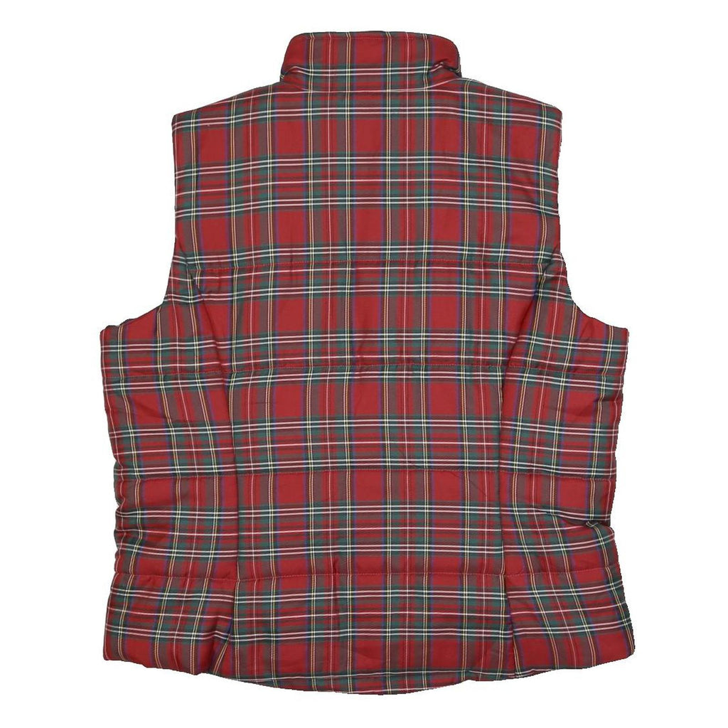CHAPS Womens Red & Green Tartan Quilted Jacket XL Polyester Zip Classic
