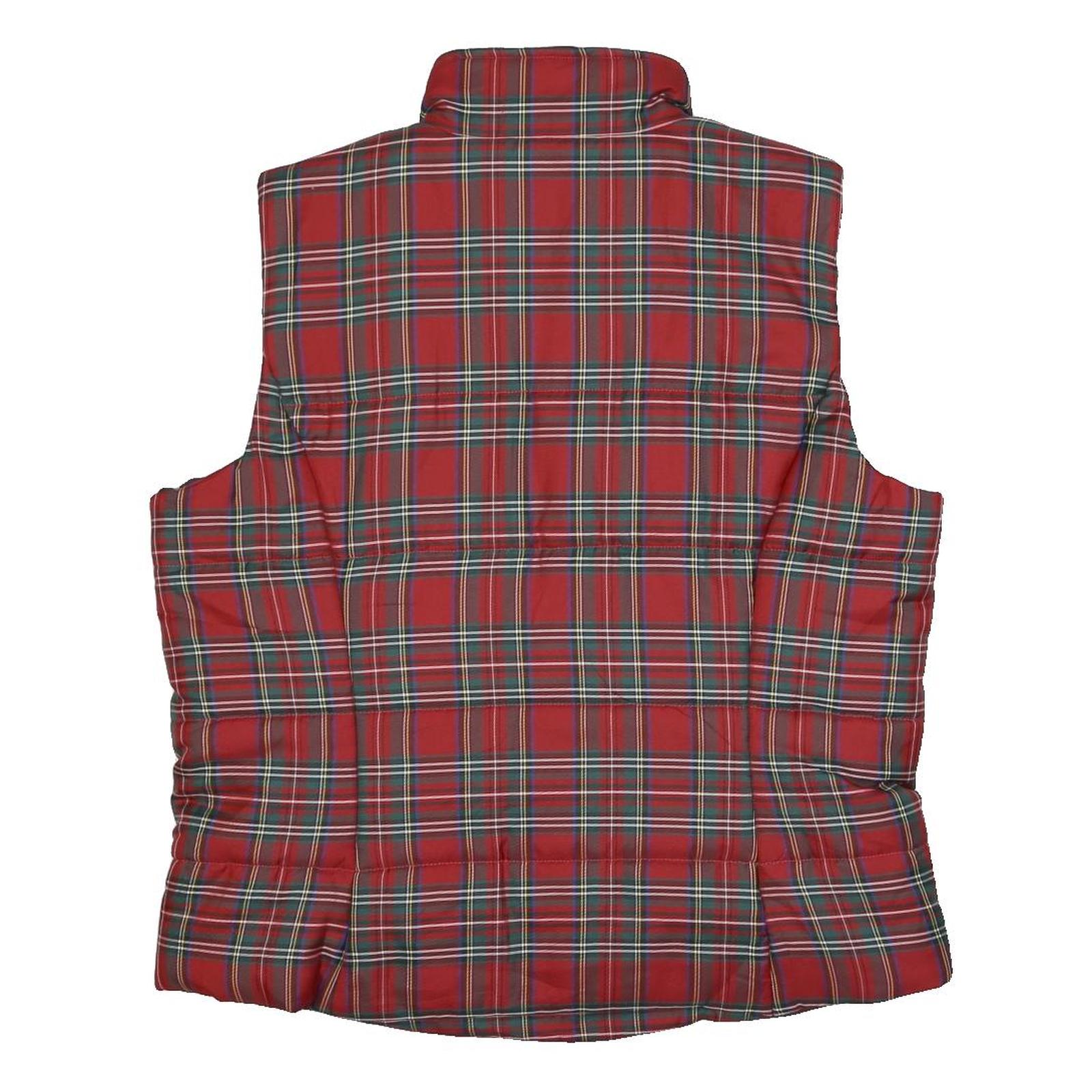 CHAPS Womens Red & Green Tartan Quilted Jacket XL Polyester Zip Classic