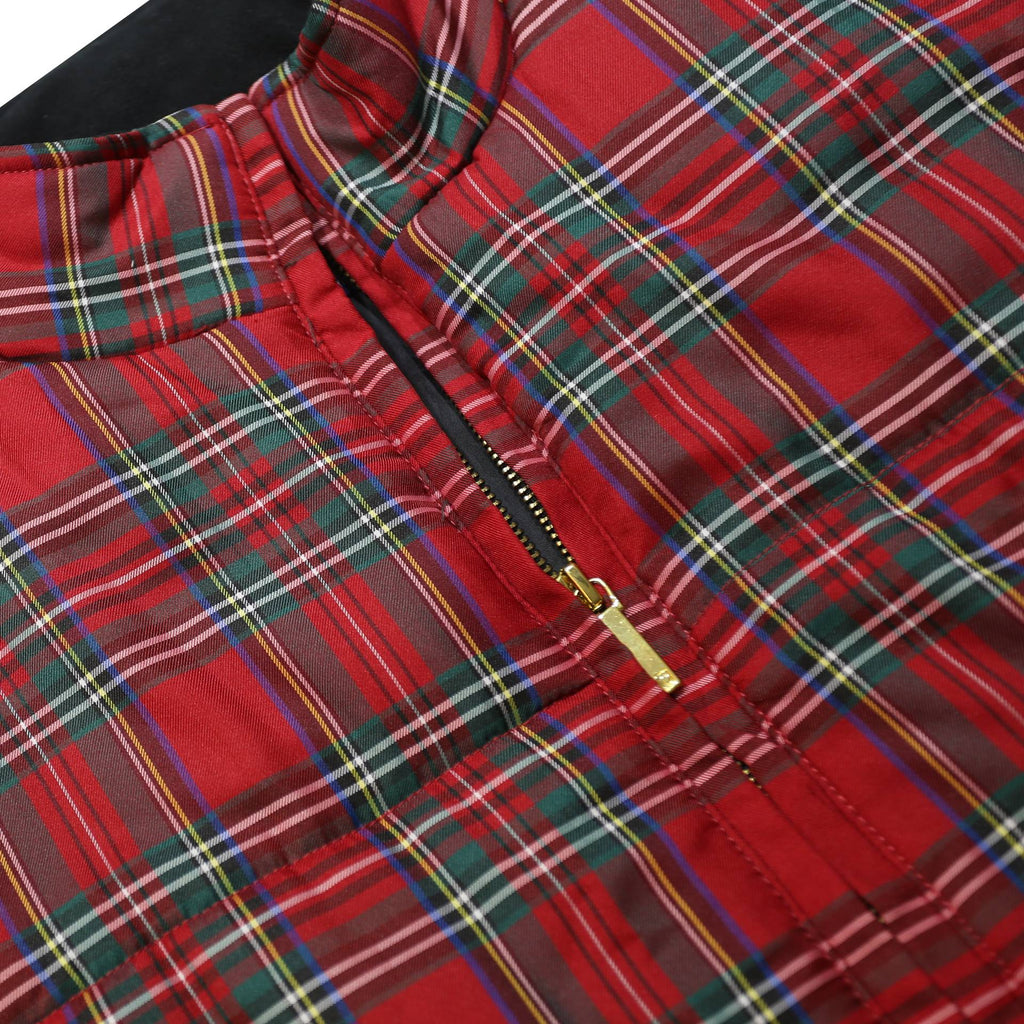 CHAPS Womens Red & Green Tartan Quilted Jacket XL Polyester Zip Classic
