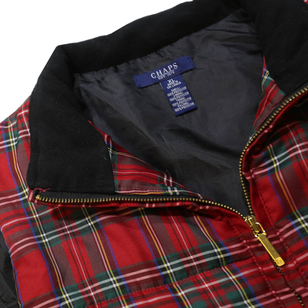 CHAPS Womens Red & Green Tartan Quilted Jacket XL Polyester Zip Classic