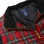 CHAPS Womens Red & Green Tartan Quilted Jacket XL Polyester Zip Classic