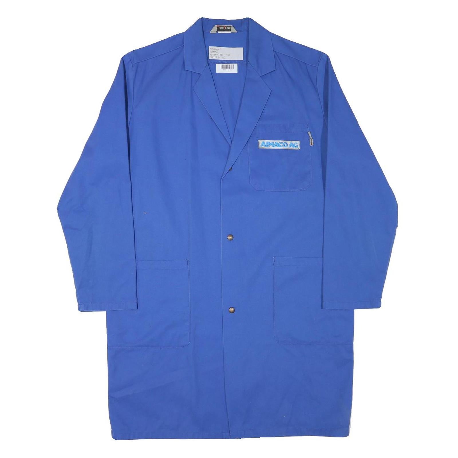 MARSUM Mens Blue Workwear Jacket L Cotton Blend Button Closure Plain Classic