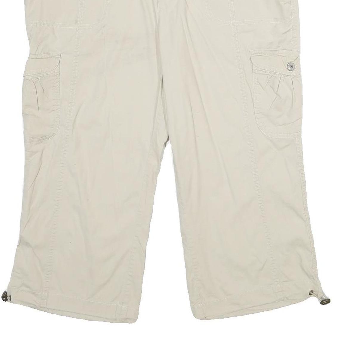 Womens Beige Cargo Shorts UK 16 W34 Cotton Blend Casual Utility Summer