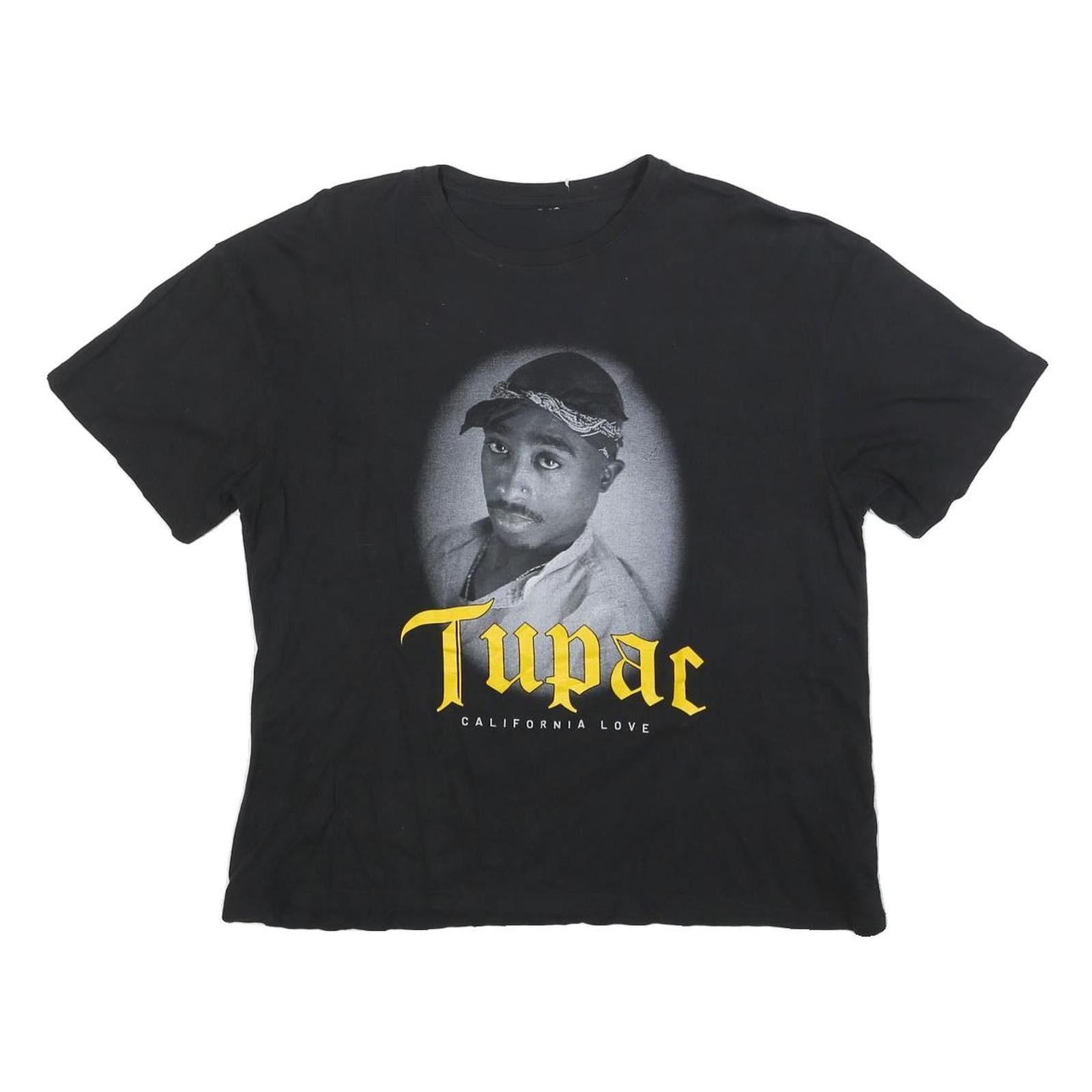 2PAC Womens Black Graphic T-Shirt L Short Sleeve Crew Neck Tupac California Love