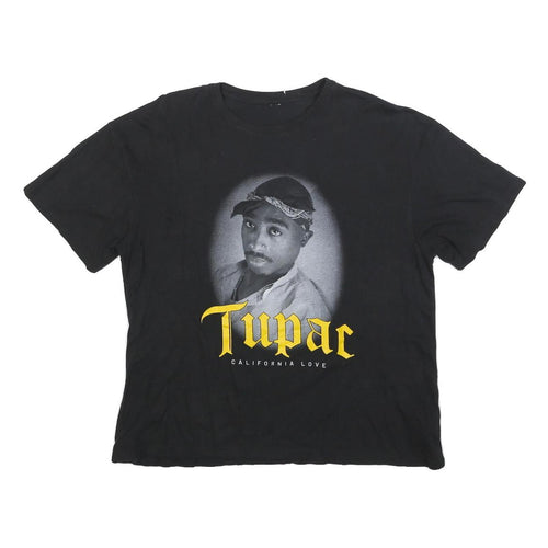 2PAC Womens Black Graphic T-Shirt L Short Sleeve Crew Neck Tupac California Love