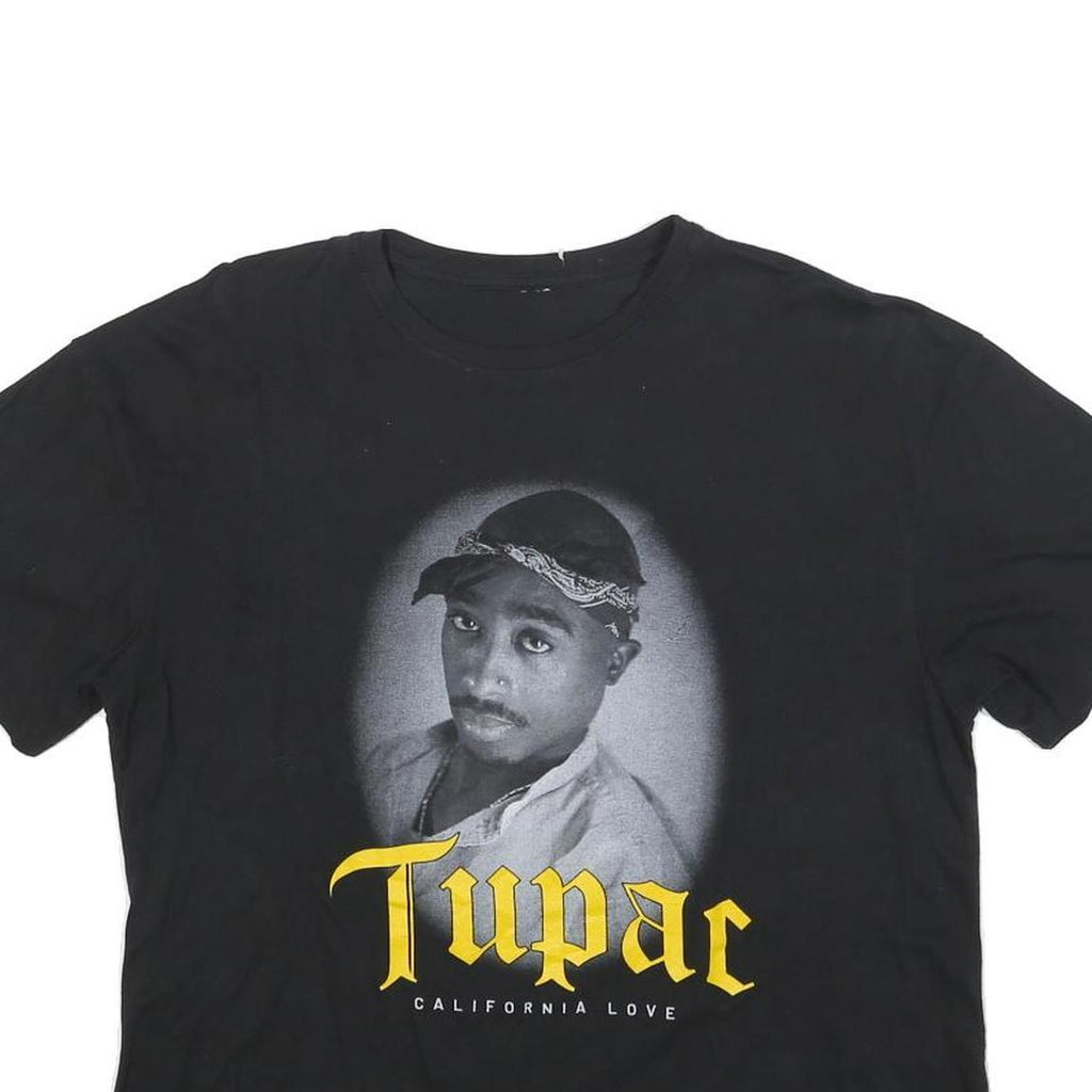 2PAC Womens Black Graphic T-Shirt L Short Sleeve Crew Neck Tupac California Love