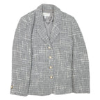 PRESTIGE Womens Grey Wool Blend Button Jacket UK 12 Check Classic Tailored