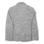 PRESTIGE Womens Grey Wool Blend Button Jacket UK 12 Check Classic Tailored