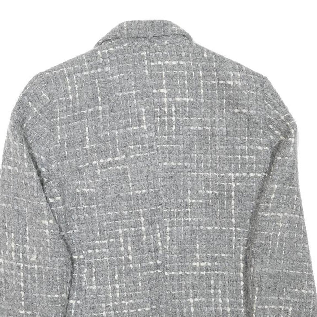 PRESTIGE Womens Grey Wool Blend Button Jacket UK 12 Check Classic Tailored