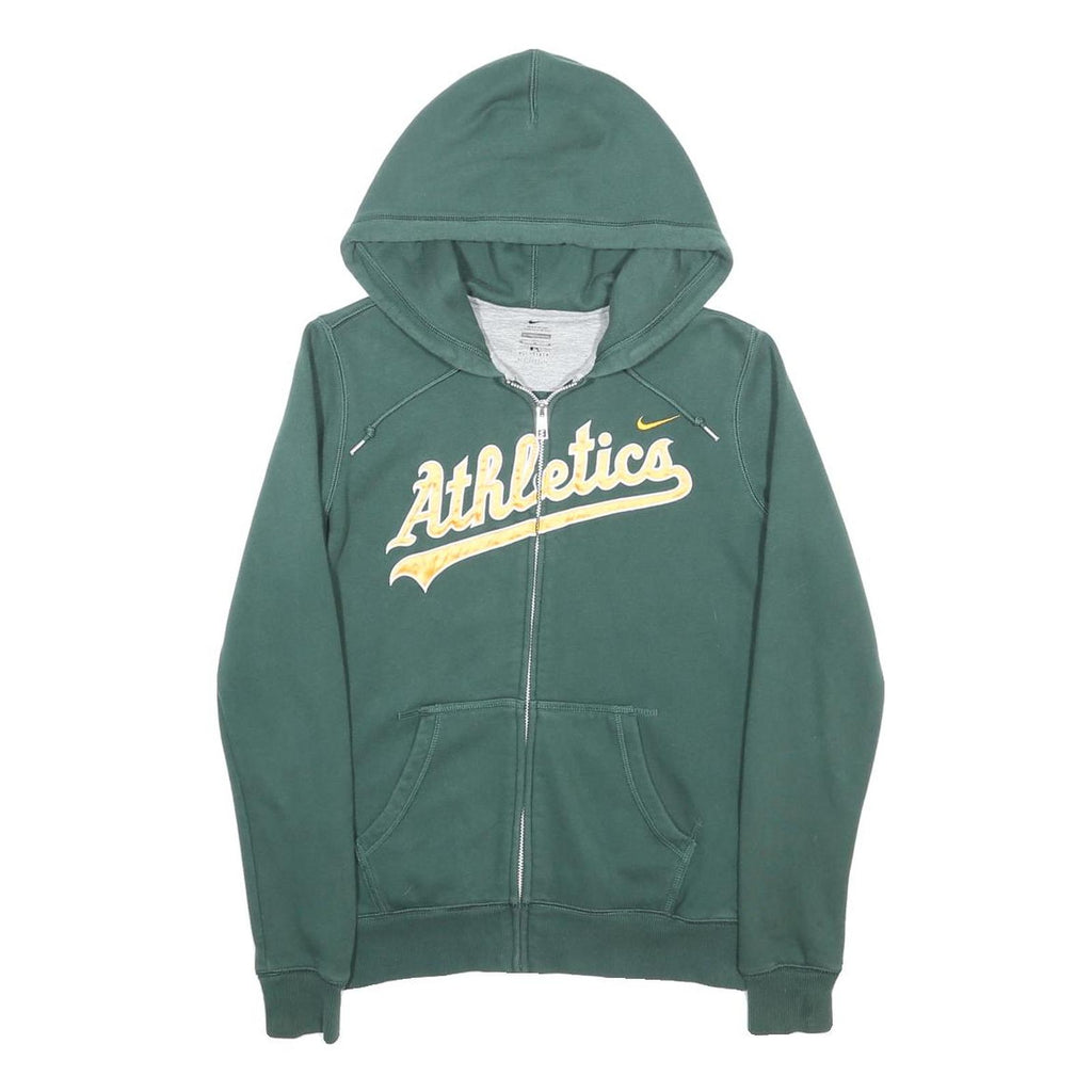 NIKE Womens Green Athletics Zip Up Hoodie M Cotton Blend Casual Sportswear