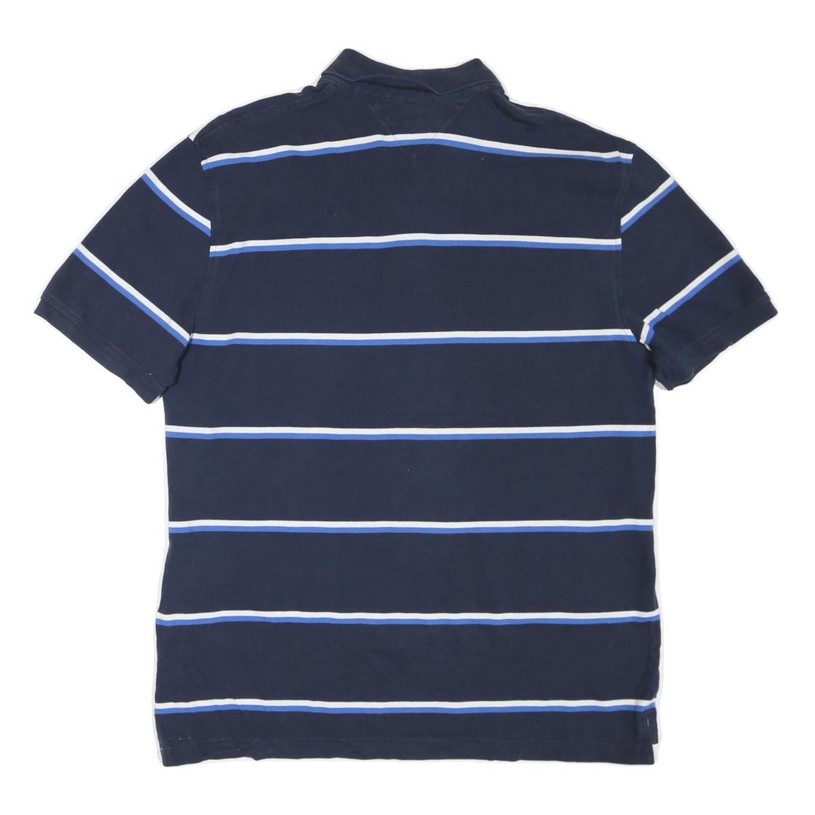 TOMMY HILFIGER Mens Blue & White Striped Short Sleeve Polo Shirt 2XL
