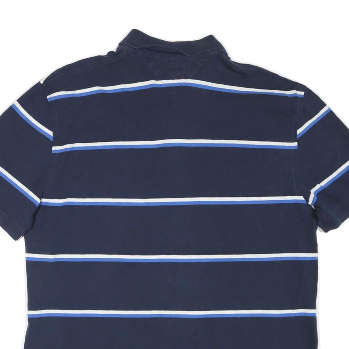 TOMMY HILFIGER Mens Blue & White Striped Short Sleeve Polo Shirt 2XL
