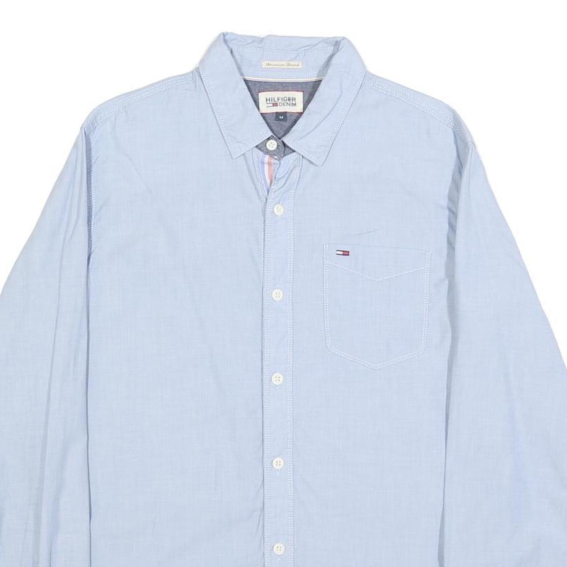 HILFIGER DENIM Mens Blue Shirt M Cotton Long Sleeve Button Casual Smart