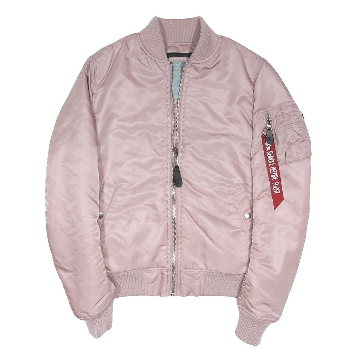 ALPHA INDUSTRIES Womens Pink Bomber Jacket M Polyester Blend Zip Pocket