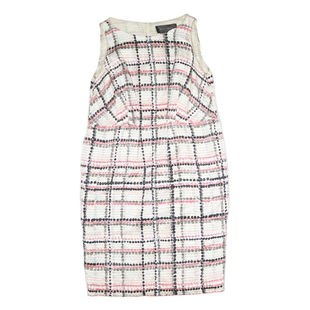MAX MARA Womens White & Pink Checked Sleeveless Knee Length Dress Polyester L