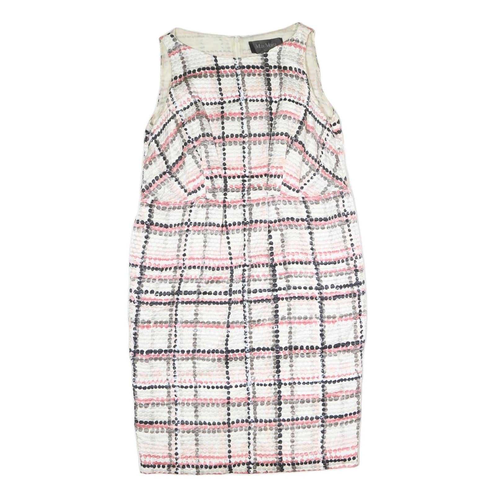 MAX MARA Womens White & Pink Checked Sleeveless Knee Length Dress Polyester L