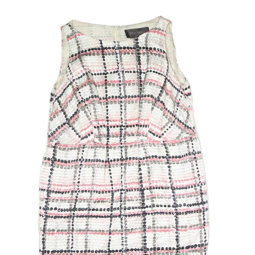 MAX MARA Womens White & Pink Checked Sleeveless Knee Length Dress Polyester L
