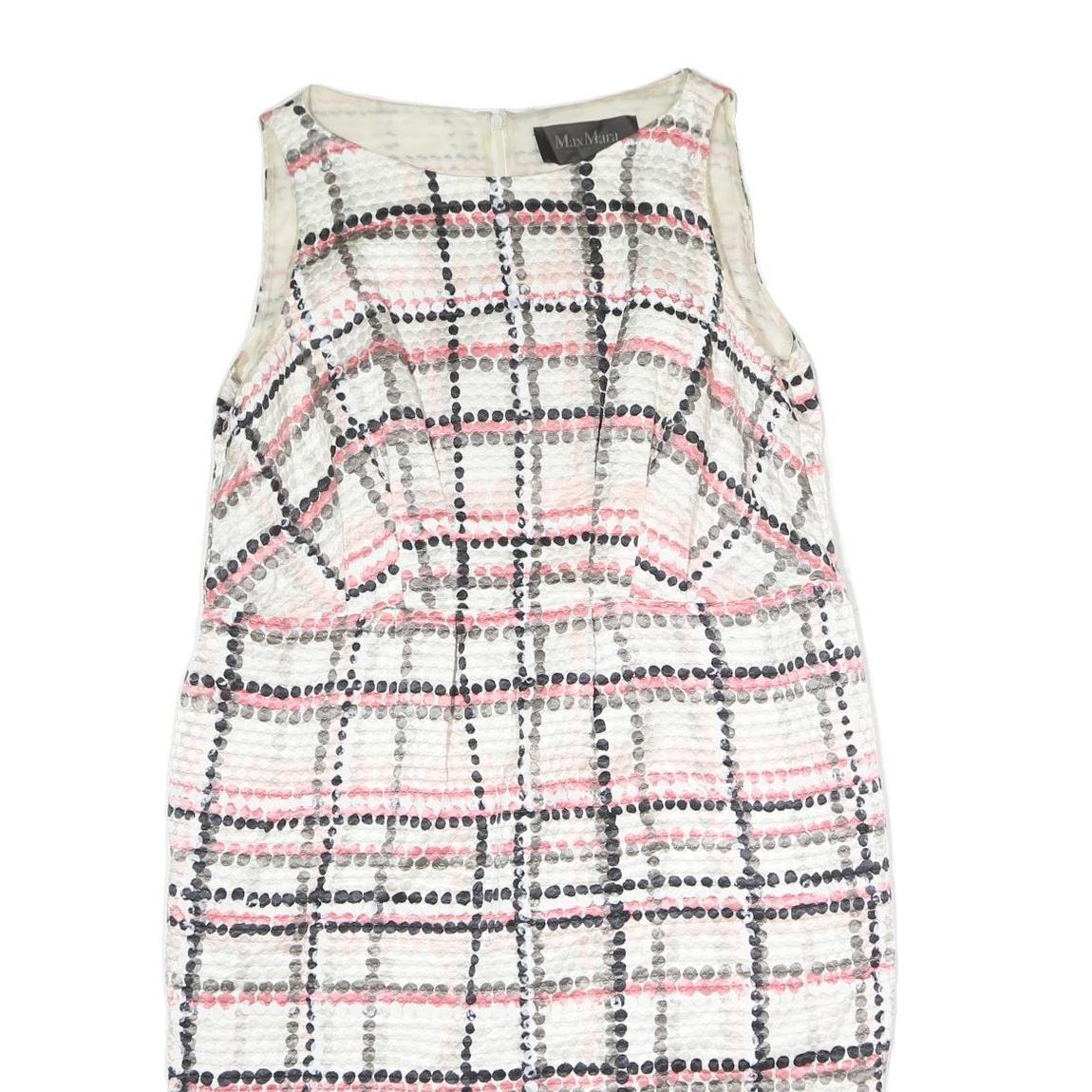 MAX MARA Womens White & Pink Checked Sleeveless Knee Length Dress Polyester L