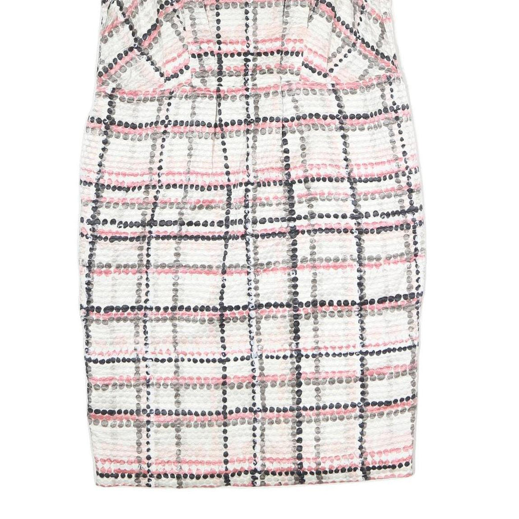 MAX MARA Womens White & Pink Checked Sleeveless Knee Length Dress Polyester L
