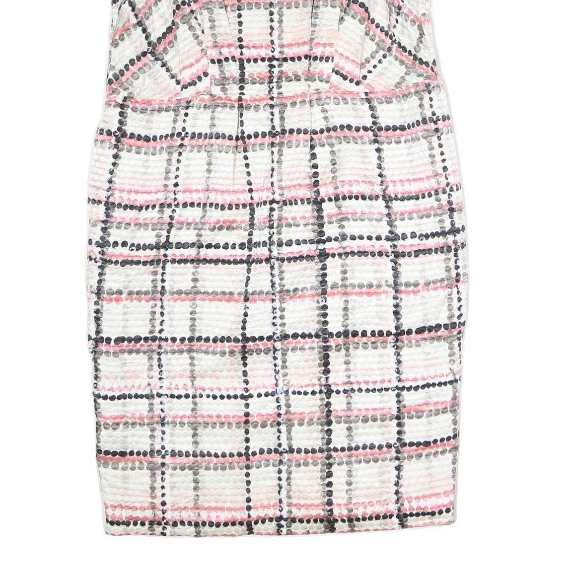 MAX MARA Womens White & Pink Checked Sleeveless Knee Length Dress Polyester L