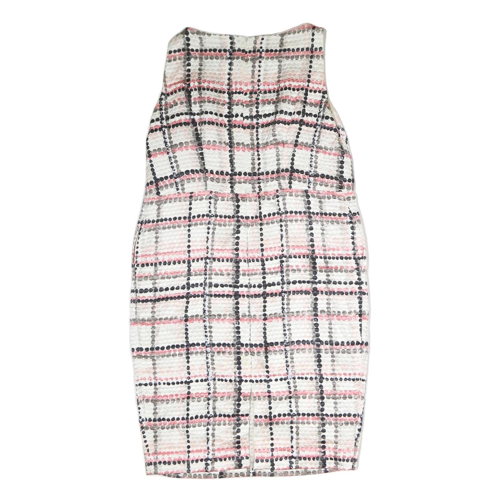 MAX MARA Womens White & Pink Checked Sleeveless Knee Length Dress Polyester L