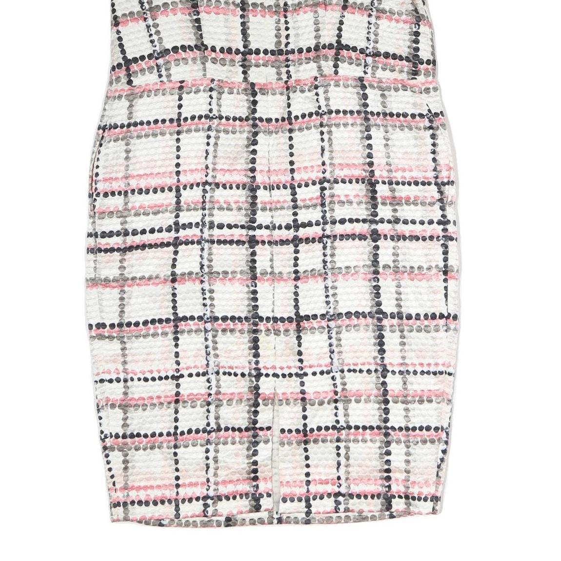 MAX MARA Womens White & Pink Checked Sleeveless Knee Length Dress Polyester L