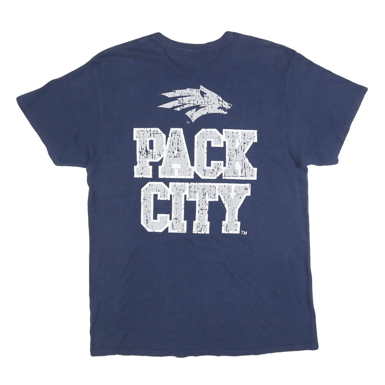 DELTA Mens Blue Nevada Wolf Pack Graphic T-Shirt L Short Sleeve Crew Neck