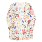 Sheer Womens Kimono Top Cream Long Sleeve Floral S
