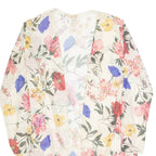 Sheer Womens Kimono Top Cream Long Sleeve Floral S