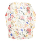 Sheer Womens Kimono Top Cream Long Sleeve Floral S