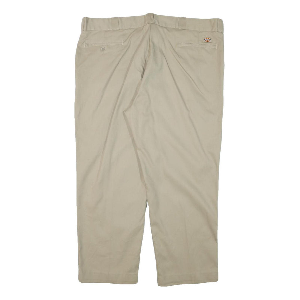 DICKIES Mens Regular Fit Beige Cotton Blend Straight Leg Trousers W42 L28
