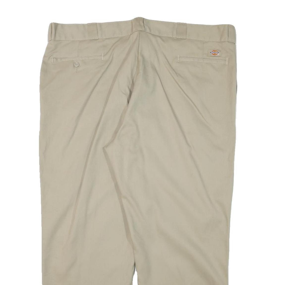 DICKIES Mens Regular Fit Beige Cotton Blend Straight Leg Trousers W42 L28