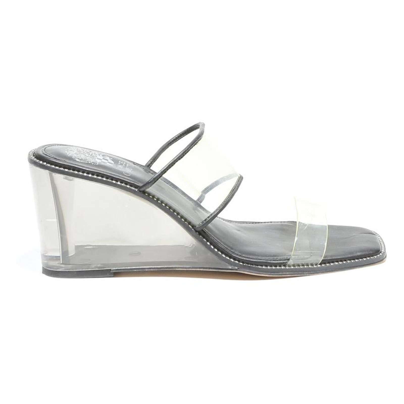 VINCE CAMUTO Womens Strappy Wedge Sandals Black & Clear Synthetic UK 5.5 Elegant