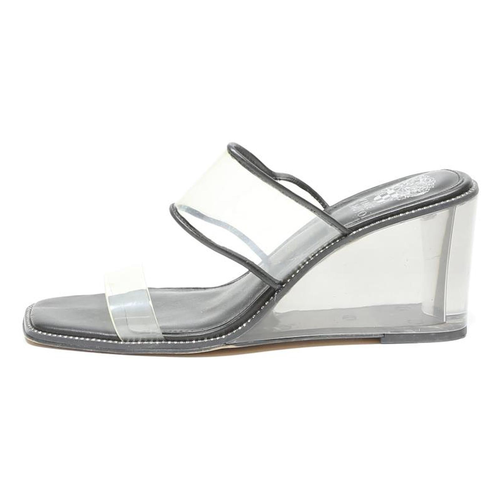 VINCE CAMUTO Womens Strappy Wedge Sandals Black & Clear Synthetic UK 5.5 Elegant