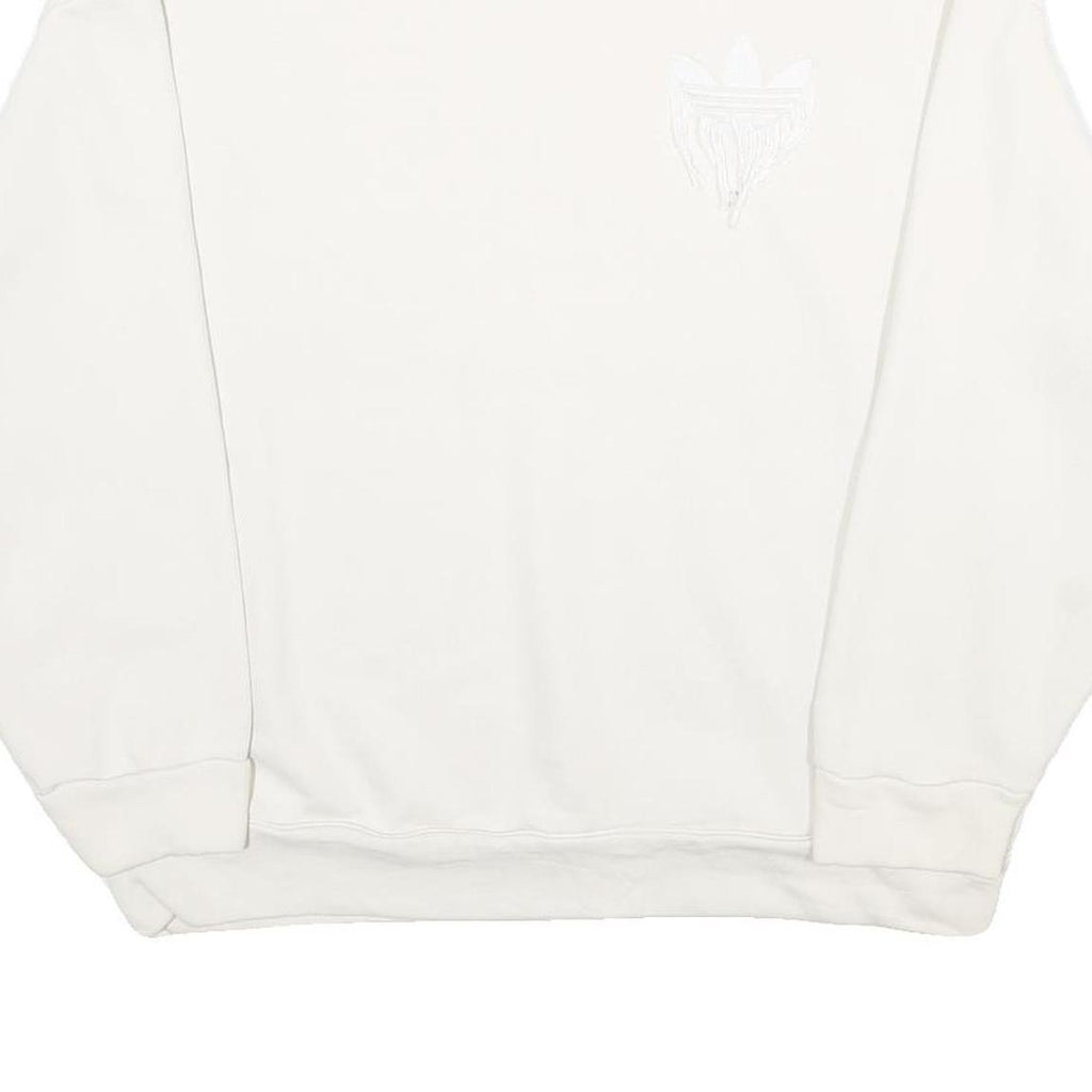 ADIDAS Womens White Sweatshirt Crew Neck UK 18 Cotton Pullover Classic Fit