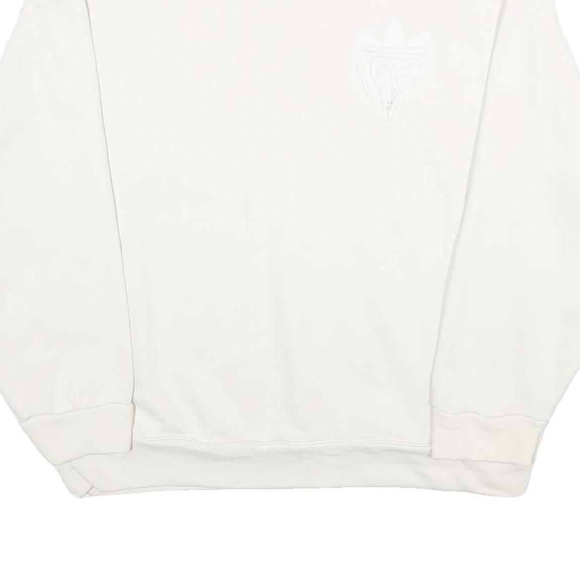 ADIDAS Womens White Sweatshirt Crew Neck UK 18 Cotton Pullover Classic Fit